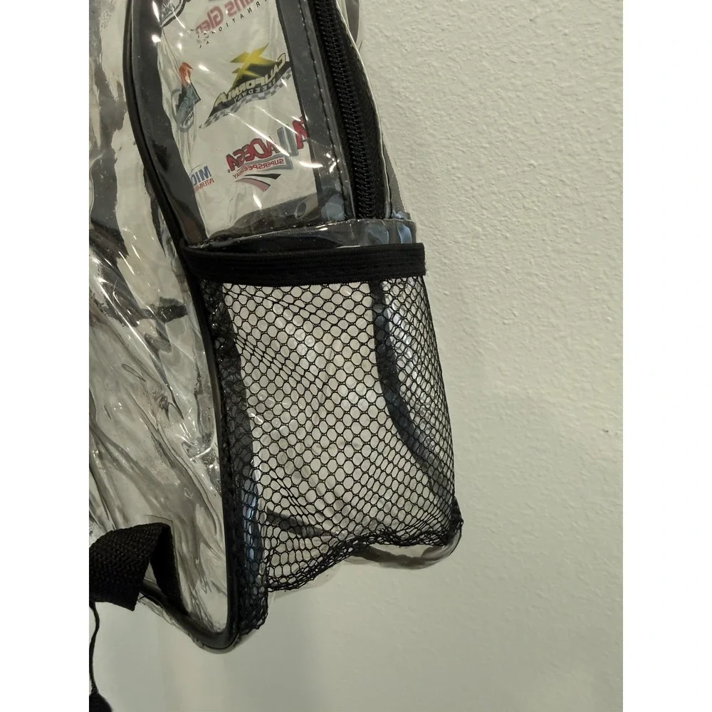 VINTAGE OFFICIAL NASCAR CLEAR BACKPACK Daytona Darlington Talladega California